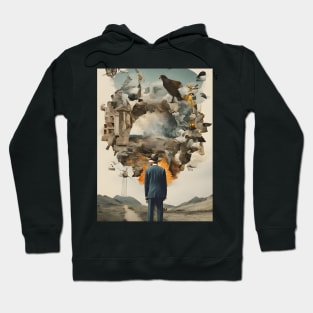 Surreal Reverie: A Vintage Collage Expedition Hoodie